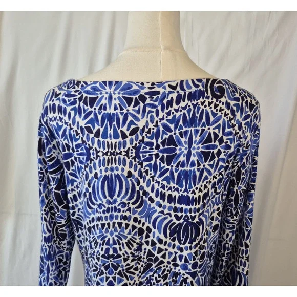 Lilly Pulitzer Bright Navy Taverna Tile Allover Sophie Dress Large - Picture 7 of 8